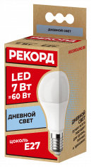 Лампа светодиодная РЕКОРД LED А60  7W Е27 4000К. Купить светодиодные (LED) лампы оптом по выгодной цене