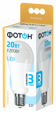 Лампа светодиодная ФОТОН LED A60 20W E27 3000K. Купить светодиодные (LED) лампы оптом по выгодной цене