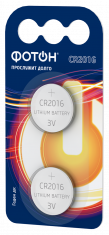 Элемент питания ФОТОН CR2016 BP2. Купить батарейки Фотон и Рекорд мелким и крупным оптом