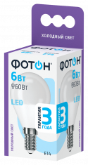 Лампа светодиодная ФОТОН LED P45  6W E14 6500K. Купить светодиодные (LED) лампы оптом по выгодной цене