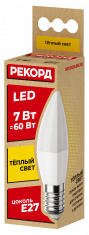 Лампа светодиодная РЕКОРД LED B37 7W Е27 3000К. Купить светодиодные (LED) лампы оптом по выгодной цене