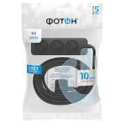 Удлинитель сетевой  "ФОТОН" 10-103, 10м, 3 розетки, 10А, Черный. Купить удлинители Фотон оптом