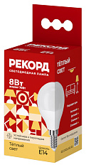 Лампа светодиодная РЕКОРД LED P45-U 8W Е14 3000К. Купить светодиодные (LED) лампы оптом по выгодной цене