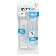 Удлинитель сетевой "ФОТОН" 16-33ЕS, 3м, 3 розетки, 16А, с выкл., с заземл., Белый. Купить удлинители Фотон оптом