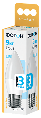 Лампа светодиодная ФОТОН LED B35  9W E27 3000K, слайд 1