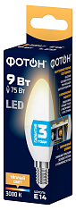 Лампа светодиодная ФОТОН LED B35  9W E14 3000K. Купить светодиодные (LED) лампы оптом по выгодной цене