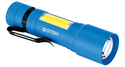 Фонарь туристический светодиодный "ФОТОН" MS-600 (1W+1W,1хLR6 в комплекте), синий, слайд 3