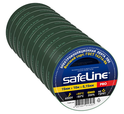 Изолента Safeline 15/10 зеленый. Изолента ПВХ оптом от производителя по выгодной цене, слайд 2