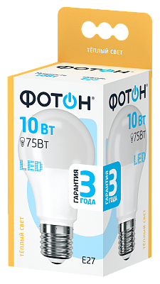 Лампа светодиодная ФОТОН LED A60 10W E27 3000K , слайд 1