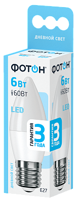 Лампа светодиодная ФОТОН LED B35  6W E27 4000K, слайд 1
