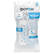 Удлинитель сетевой "ФОТОН" 16-53Е, 5м, 3 розетки, 16А, с заземл, Белый. Купить удлинители Фотон оптом