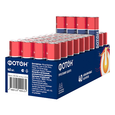 Элемент питания ФОТОН LR6 CB40. Купить батарейки АА оптом, слайд 4