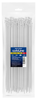 Хомут-стяжка кабельная нейлоновая Safeline 4.8x300-W-100, белая (100 шт.), слайд 1