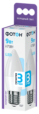 Лампа светодиодная ФОТОН LED B35  9W E27 6500K, слайд 1