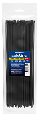 Хомут-стяжка кабельная нейлоновая Safeline 3.6x300-В-100, черная (100 шт.), слайд 1