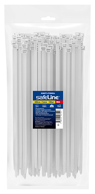 Хомут-стяжка кабельная нейлоновая Safeline 7,6x200-W-100, белая (100 шт.), слайд 1