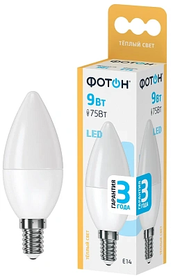 Лампа светодиодная ФОТОН LED B35  9W E14 3000K, слайд 2