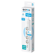 Удлинитель сетевой c USB "ФОТОН" 16-24ES-USB/A3, 2 м, 4 розетки,16А,с заземл., с выкл.,3 USB-A,3,4A,бел.. Купить удлинители Фотон оптом