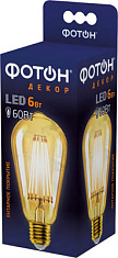 Лампа светодиодная ФОТОН LED FL ST64 6W E27 2200K, серия ДЕКОР. Купить светодиодные (LED) лампы оптом по выгодной цене