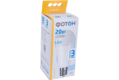 Лампа светодиодная ФОТОН LED A60 20W E27 3000K, слайд 3