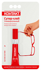 Супер-клей "КОНТАКТ" Универсальный, 5 г, блистер, арт. КМ 120 - Б05. Купить клей оптом по доступной цене.