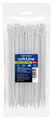 Хомут-стяжка кабельная нейлоновая Safeline 4.8x200-W-100, белая (100 шт.), слайд 1