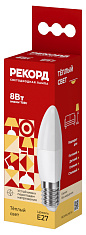 Лампа светодиодная РЕКОРД LED B37-U 8W Е27 3000К. Купить светодиодные (LED) лампы оптом по выгодной цене