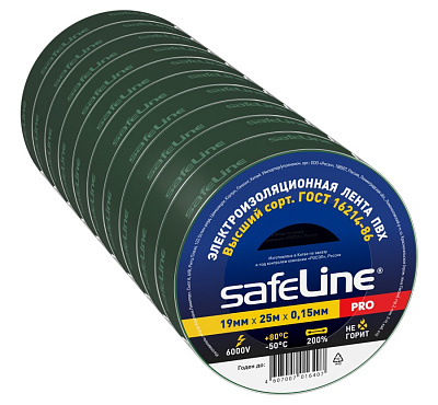 Изолента Safeline 19/25 зеленый. Изолента ПВХ оптом от производителя по выгодной цене, слайд 2