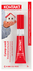 Супер-клей "КОНТАКТ" Универсальный, 3 г, (12 на карте), арт. КМ 288-312. Купить клей оптом по доступной цене.