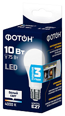 Лампа светодиодная ФОТОН LED A60 10W E27 4000K. Купить светодиодные (LED) лампы оптом по выгодной цене