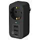 Адаптер сетевой c USB  "ФОТОН" AM 16-1E-USB/A2C1, 16А, с заземл., 2  USB-A + USB-C, 2,4A, черный. Купить сетевые разветвители оптом, thumb 3