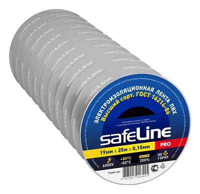 Изолента Safeline 19/25 серо-стальной, слайд 2