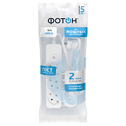 Удлинитель сетевой "ФОТОН" 16-23ЕS, 2м, 3 розетки, 16А, с выкл., с заземл., Белый. Купить удлинители Фотон оптом