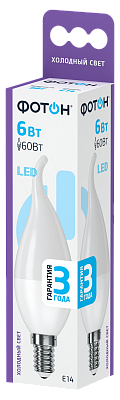 Лампа светодиодная ФОТОН LED BXS35 6W E14 6500K, слайд 1