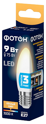 Лампа светодиодная ФОТОН LED B35  9W E27 3000K. Купить светодиодные (LED) лампы оптом по выгодной цене, слайд 1