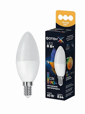 Лампа светодиодная ФОТОН  LED B35-C 8W E14 3000K, серия Х, слайд 2